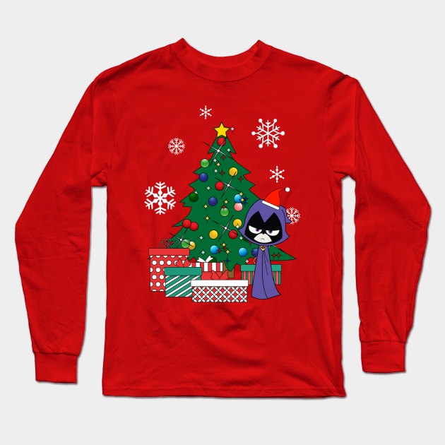 Teen Titans Raven Around The Christmas Tree Long Sleeve T-Shirt by Nova5